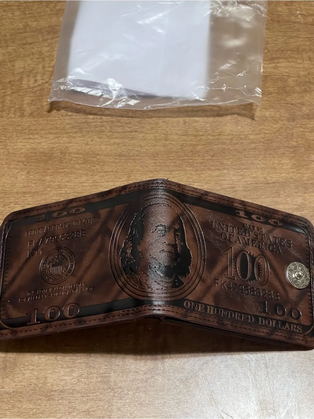 Men's USD patterned large capacity card and change wallet with orange decoration